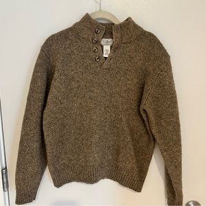 Vintage Men’s 100% Lambswool Brown Henley Sweater Fits Like Women’s Small